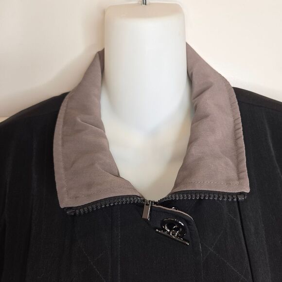 Fleet street womens black hooded rain coat soft shell jacket Coat size PM Petite - Picture 5 of 14